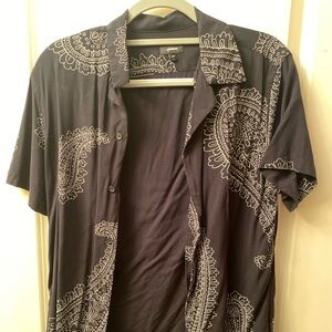 Express Black Shirt with Paisley Design